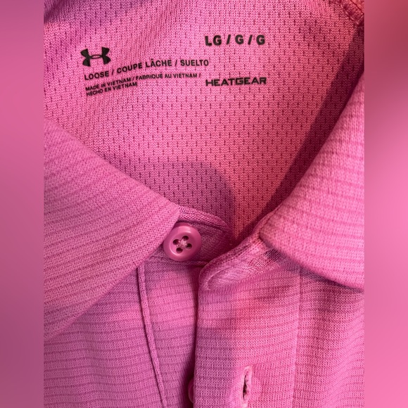 Men’s Under Armour Heat Gear Pink Short Sleeve Polo Shirt. Large. Loose Fit. NWT - Picture 5 of 7